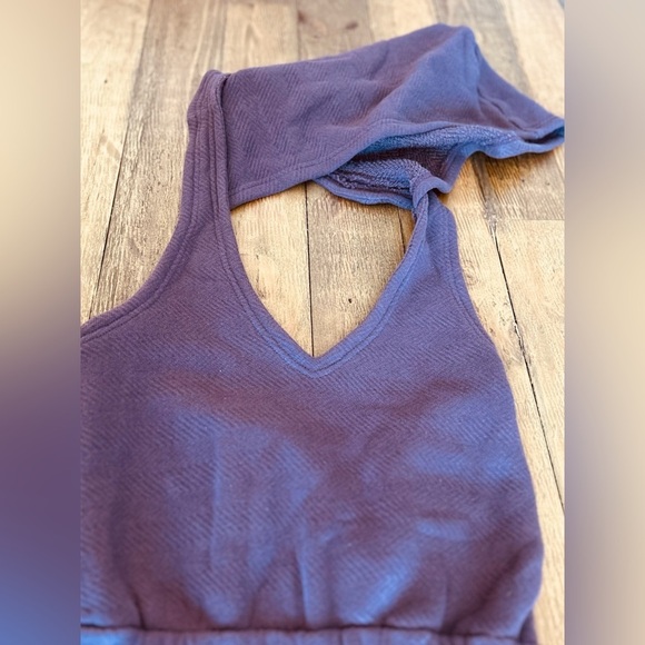 FREE PEOPLE Beach Halter hooded shorts romper Soft Terry plum color Sz XS - Picture 10 of 16